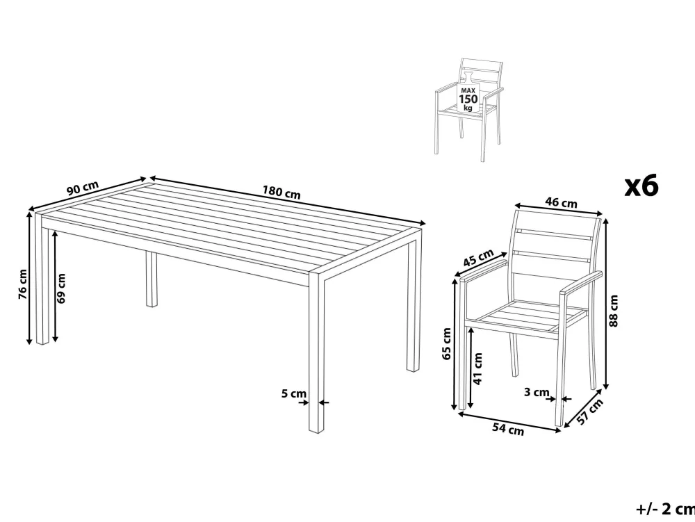Ulkokalusteet<Beliani 6-Istuttava Ulkoruokailuryhma Alumiini Valkoinen Vernio
