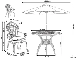 Best Beliani 4-Istuttava Ulkoruokailuryhma Aurinkovarjolla Alumiini Ruskea Sapri