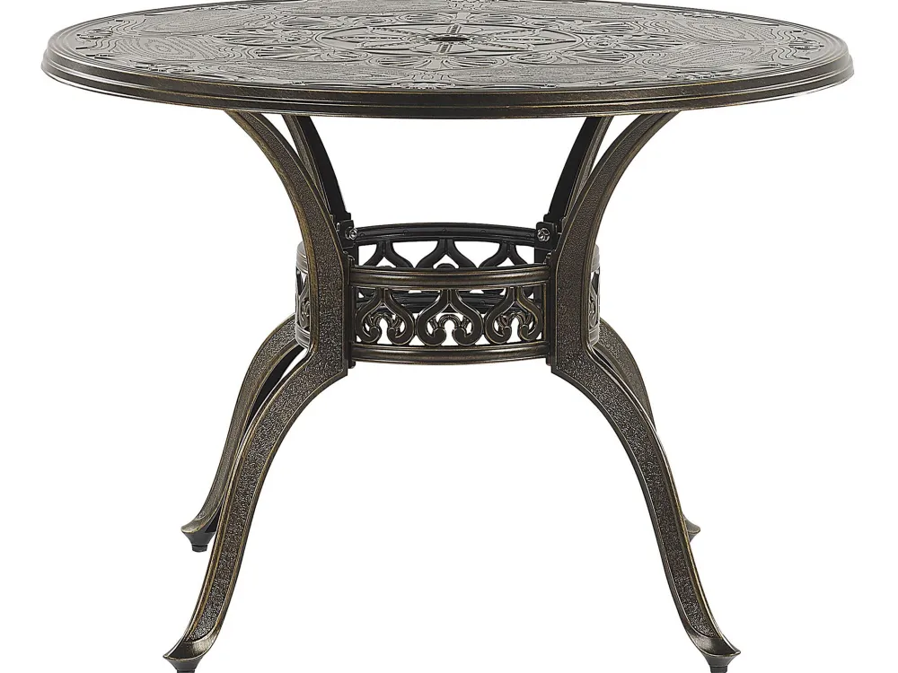 Best Beliani 4-Istuttava Ulkoruokailuryhma Aurinkovarjolla Alumiini Ruskea Sapri