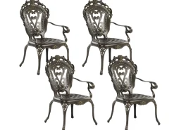 Best Beliani 4-Istuttava Ulkoruokailuryhma Aurinkovarjolla Alumiini Ruskea Sapri