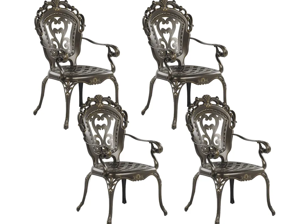 Best Beliani 4-Istuttava Ulkoruokailuryhma Aurinkovarjolla Alumiini Ruskea Sapri