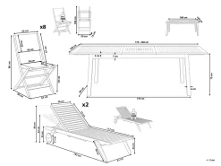 Ulkokalusteet<Beliani 8-Istuttava Ulkoruokailuryhma Ja Aurinkotuolit Akaasia Vaalea Puu Cesana