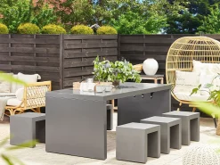 Flash Sale Beliani 6-Istuttava Ulkoruokailuryhma Kuitusementti U-Muoto Harmaa Taranto