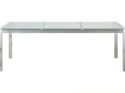 Ulkokalusteet<Beliani 6-Istuttava Ulkoruokailuryhma 3-Osainen Lasitaso Tekstiilituolit Harmaa Grosseto