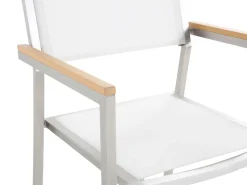 Ulkokalusteet<Beliani 8-Istuttava Ulkoruokailuryhma 3-Osainen Graniittitaso Tekstiilituolit Musta/Valkoinen Grosseto