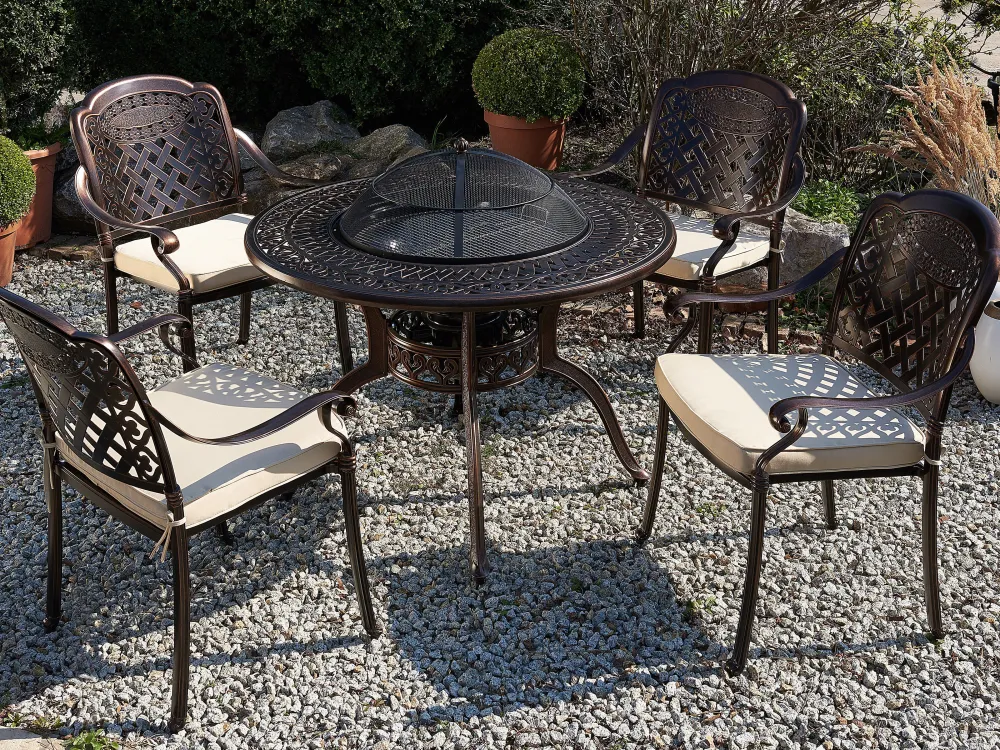 Clearance Beliani 4-Istuttava Ulkoruokailuryhma Alumiini Grilli Tummanruskea Manfria