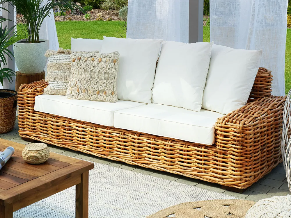 Fashion Beliani 3-Istuttava Ulkosohva Rottinkinen Ruskea Forli