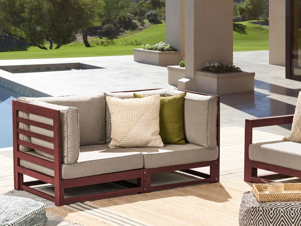 Fashion Beliani 2-Istuttava Ulkosohva Sertifioitu Akasiapuu Mahonginruskea Trani