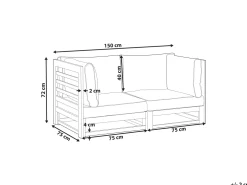 Fashion Beliani 2-Istuttava Ulkosohva Sertifioitu Akasiapuu Mahonginruskea Trani