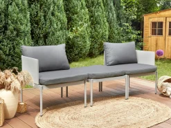 Discount Beliani 2-Istuttava Ulkosohvaryhma Alumiini Vaaleanharmaa Terracina