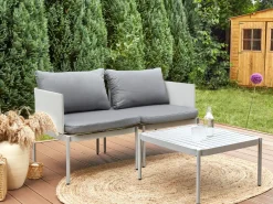 Discount Beliani 2-Istuttava Ulkosohvaryhma Alumiini Vaaleanharmaa Terracina