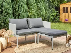 Discount Beliani 2-Istuttava Ulkosohvaryhma Alumiini Vaaleanharmaa Terracina