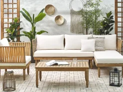 Ulkokalusteet<Beliani 4-Istuttava Ulkosohvaryhma Akasiapuu Vasenk. Valkoinen Cremona