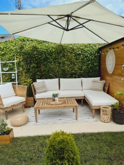 Ulkokalusteet<Beliani 4-Istuttava Ulkosohvaryhma Akasiapuu Vasenk. Valkoinen Cremona