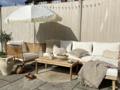 Ulkokalusteet<Beliani 4-Istuttava Ulkosohvaryhma Akasiapuu Vasenk. Valkoinen Cremona