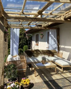 Ulkokalusteet<Beliani 4-Istuttava Ulkosohvaryhma Akasiapuu Vasenk. Valkoinen Cremona