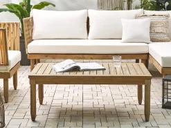 Ulkokalusteet<Beliani 4-Istuttava Ulkosohvaryhma Akasiapuu Vasenk. Valkoinen Cremona