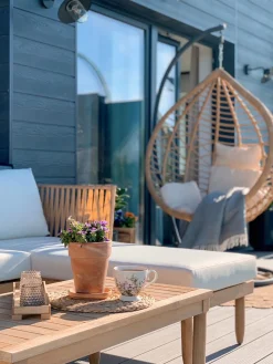 Ulkokalusteet<Beliani 4-Istuttava Ulkosohvaryhma Akasiapuu Vasenk. Valkoinen Cremona