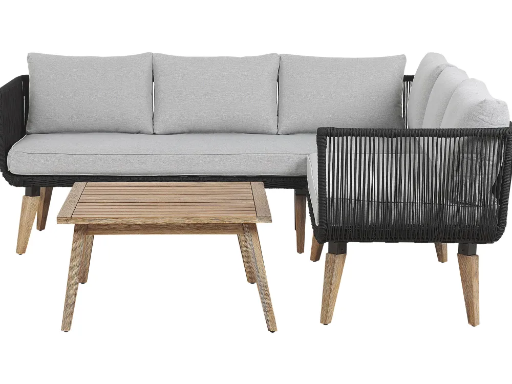 Best Sale Beliani 5-Istuttava Ulkosohvaryhma Akaasia Musta Alcamo