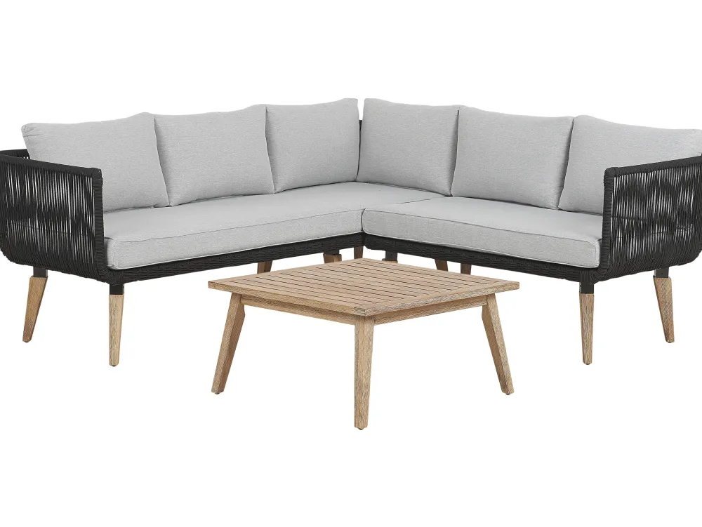 Best Sale Beliani 5-Istuttava Ulkosohvaryhma Akaasia Musta Alcamo