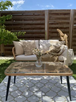 Ulkokalusteet<Beliani 4-Istuttava Ulkosohvaryhma Polyrottinki Luonnonvari Corinth Ii