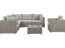 Ulkokalusteet<Beliani 6-Istuttava Ulkosohvaryhma Polyrottinki Oikeak. Ruskeanharmaa Contare
