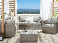 Ulkokalusteet<Beliani 6-Istuttava Ulkosohvaryhma Polyrottinki Oikeak. Ruskeanharmaa Contare