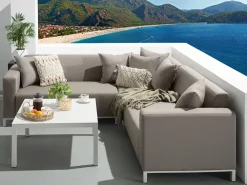 Cheap Beliani 5-Istuttava Ulkosohvaryhma Kangas Vasenk. Ruskeanharmaa Belize