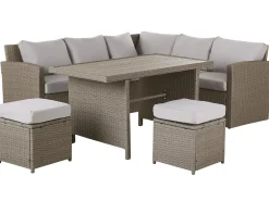 Fashion Beliani 5-Istuttava Ulkosohvaryhma Polyrottinki Ruskeanharmaa Bardi