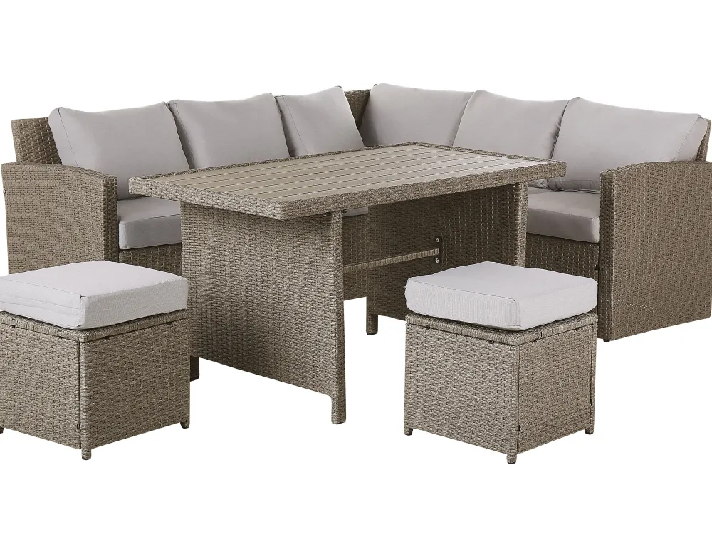 Fashion Beliani 5-Istuttava Ulkosohvaryhma Polyrottinki Ruskeanharmaa Bardi