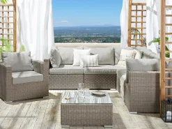 Online Beliani 6-Istuttava Ulkosohvaryhma Polyrottinki Vasenk. Ruskeanharmaa Contare