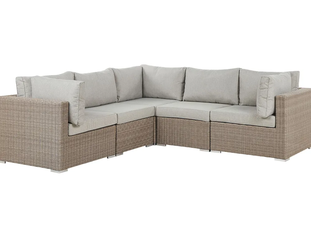 Online Beliani 6-Istuttava Ulkosohvaryhma Polyrottinki Vasenk. Ruskeanharmaa Contare