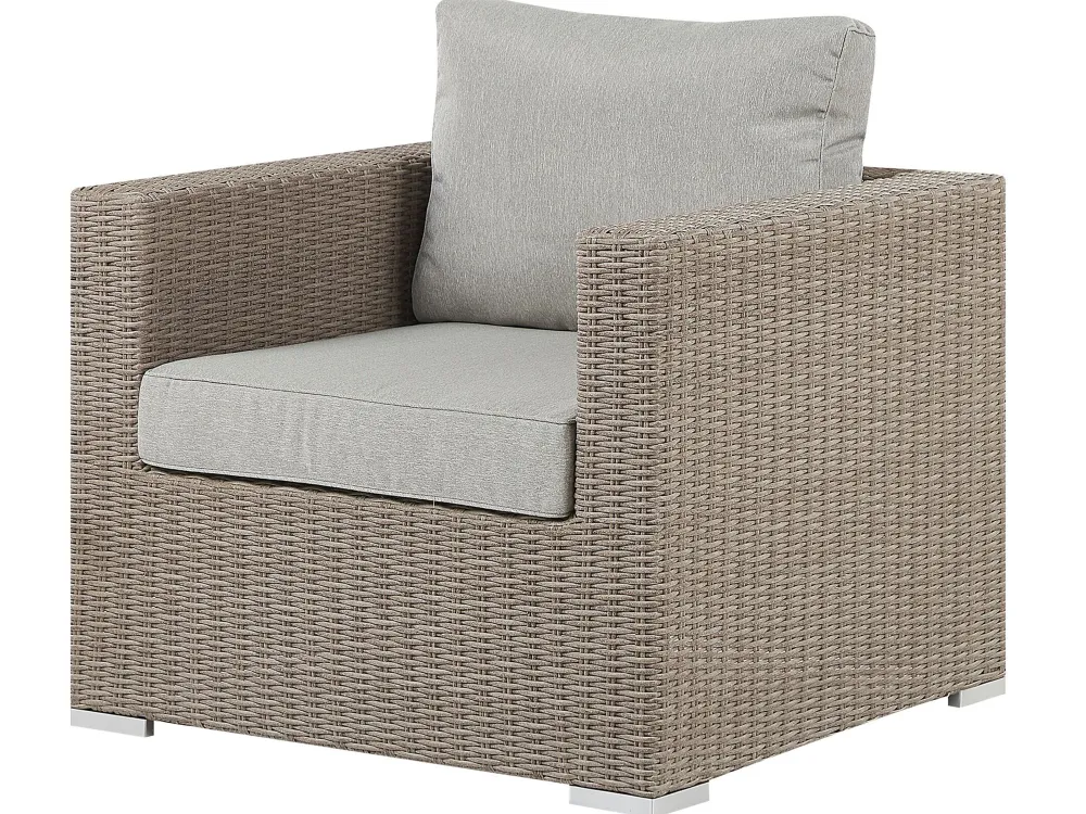 Online Beliani 6-Istuttava Ulkosohvaryhma Polyrottinki Vasenk. Ruskeanharmaa Contare