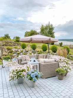 Online Beliani 6-Istuttava Ulkosohvaryhma Polyrottinki Vasenk. Ruskeanharmaa Contare