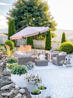 Online Beliani 6-Istuttava Ulkosohvaryhma Polyrottinki Vasenk. Ruskeanharmaa Contare