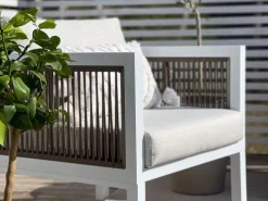 Ulkokalusteet<Beliani 5-Istuttava Ulkosohvaryhma Alumiini Valkoinen/Ruskea Borello