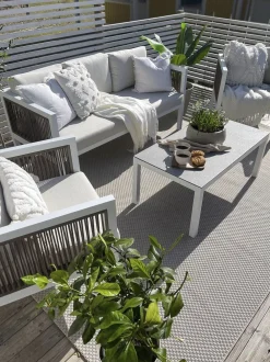 Ulkokalusteet<Beliani 5-Istuttava Ulkosohvaryhma Alumiini Valkoinen/Ruskea Borello