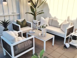 Ulkokalusteet<Beliani 5-Istuttava Ulkosohvaryhma Alumiini Valkoinen/Ruskea Borello