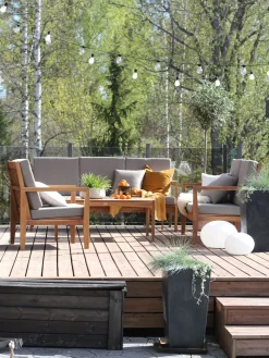 Ulkokalusteet<Beliani 7-Istuttava Ulkosohvaryhma Sertifioitu Akaasia Vaalea Puu Pataja