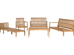 Ulkokalusteet<Beliani 7-Istuttava Ulkosohvaryhma Sertifioitu Akaasia Vaalea Puu Pataja