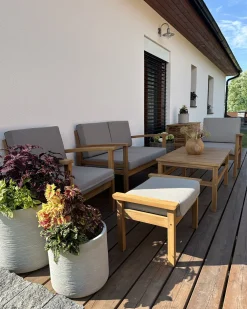 Clearance Beliani 4-Istuttava Ulkosohvaryhma Akaasia Vaalea Puu Manila