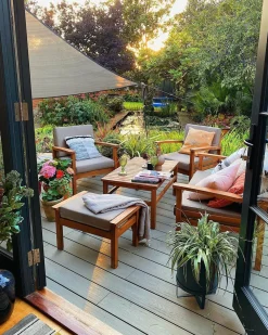 Clearance Beliani 4-Istuttava Ulkosohvaryhma Akaasia Vaalea Puu Manila