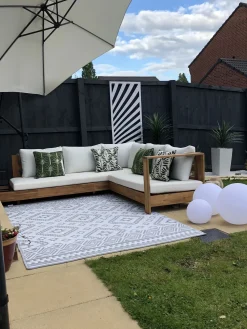 Ulkokalusteet<Beliani 5-Istuttava Ulkosohvaryhma Akasiapuu Vasenk. Valkoinen Marettimo