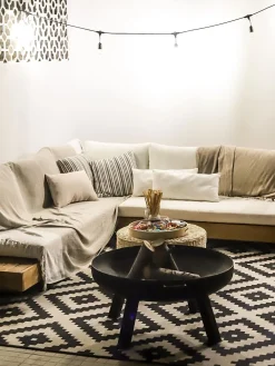 Ulkokalusteet<Beliani 5-Istuttava Ulkosohvaryhma Akasiapuu Vasenk. Valkoinen Marettimo