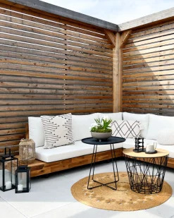 Ulkokalusteet<Beliani 5-Istuttava Ulkosohvaryhma Akasiapuu Vasenk. Valkoinen Marettimo