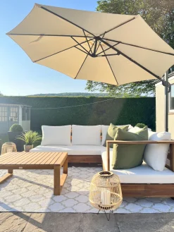 Ulkokalusteet<Beliani 5-Istuttava Ulkosohvaryhma Akasiapuu Vasenk. Valkoinen Marettimo