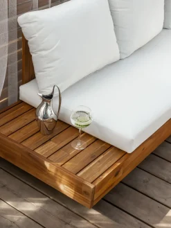 Ulkokalusteet<Beliani 5-Istuttava Ulkosohvaryhma Akasiapuu Vasenk. Valkoinen Marettimo