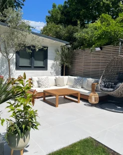 Ulkokalusteet<Beliani 5-Istuttava Ulkosohvaryhma Akasiapuu Vasenk. Valkoinen Marettimo