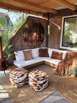 Ulkokalusteet<Beliani 5-Istuttava Ulkosohvaryhma Akasiapuu Vasenk. Valkoinen Marettimo