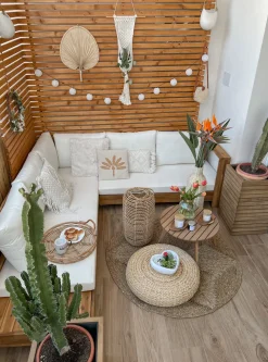 Ulkokalusteet<Beliani 5-Istuttava Ulkosohvaryhma Akasiapuu Vasenk. Valkoinen Marettimo